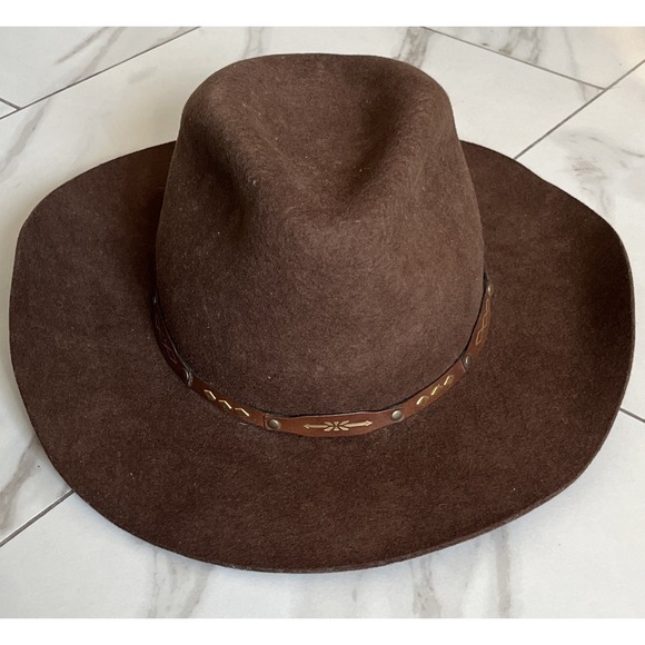 Vintage RCC Western Stores Cowboy Hat 3X Wool Blend Brown Felt Leather Band - Picture 1 of 14